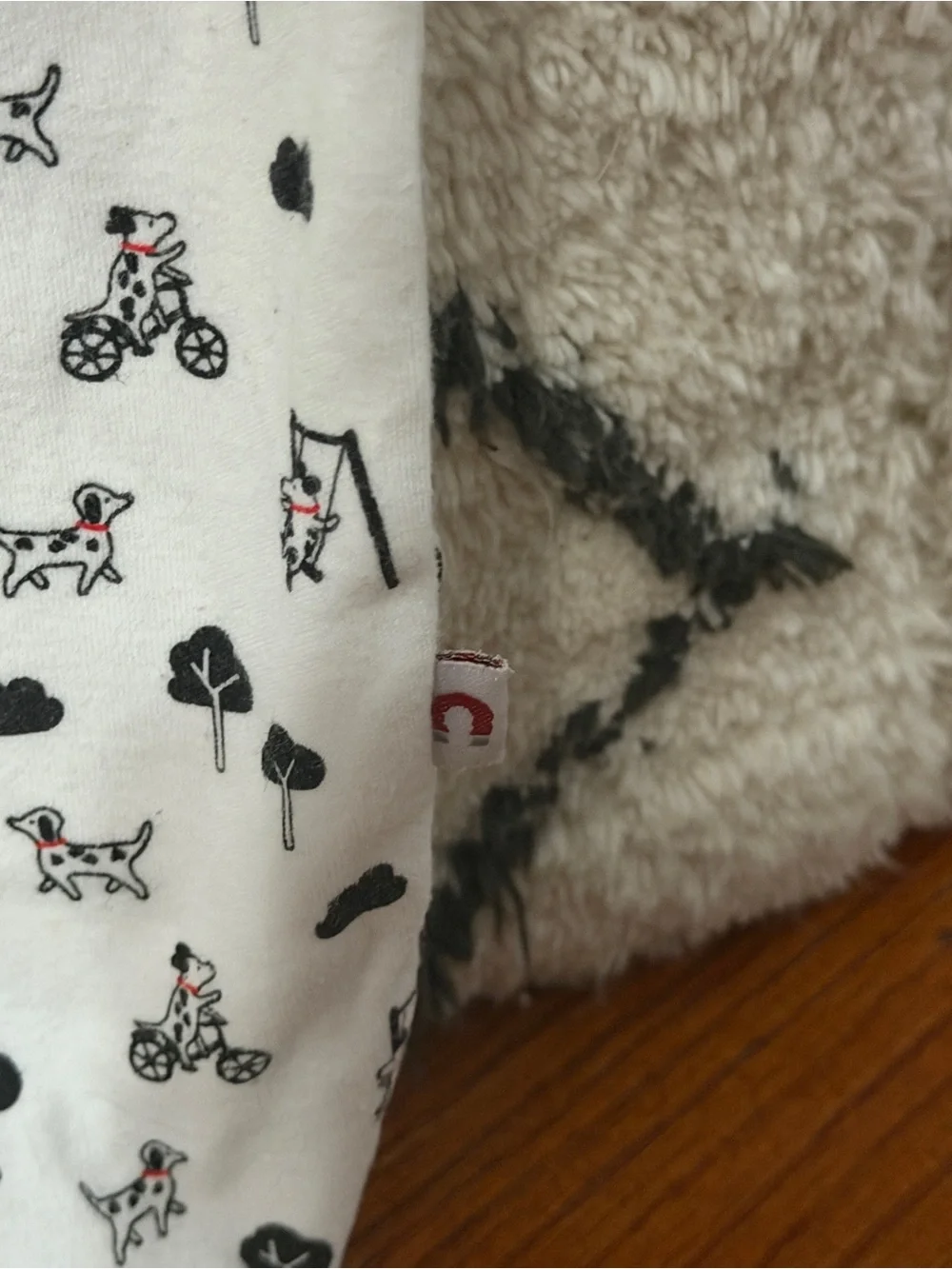 E=MC2 Magnetic Dog Park Print Red White Black Footie Sleeper 3–6 Months unisex